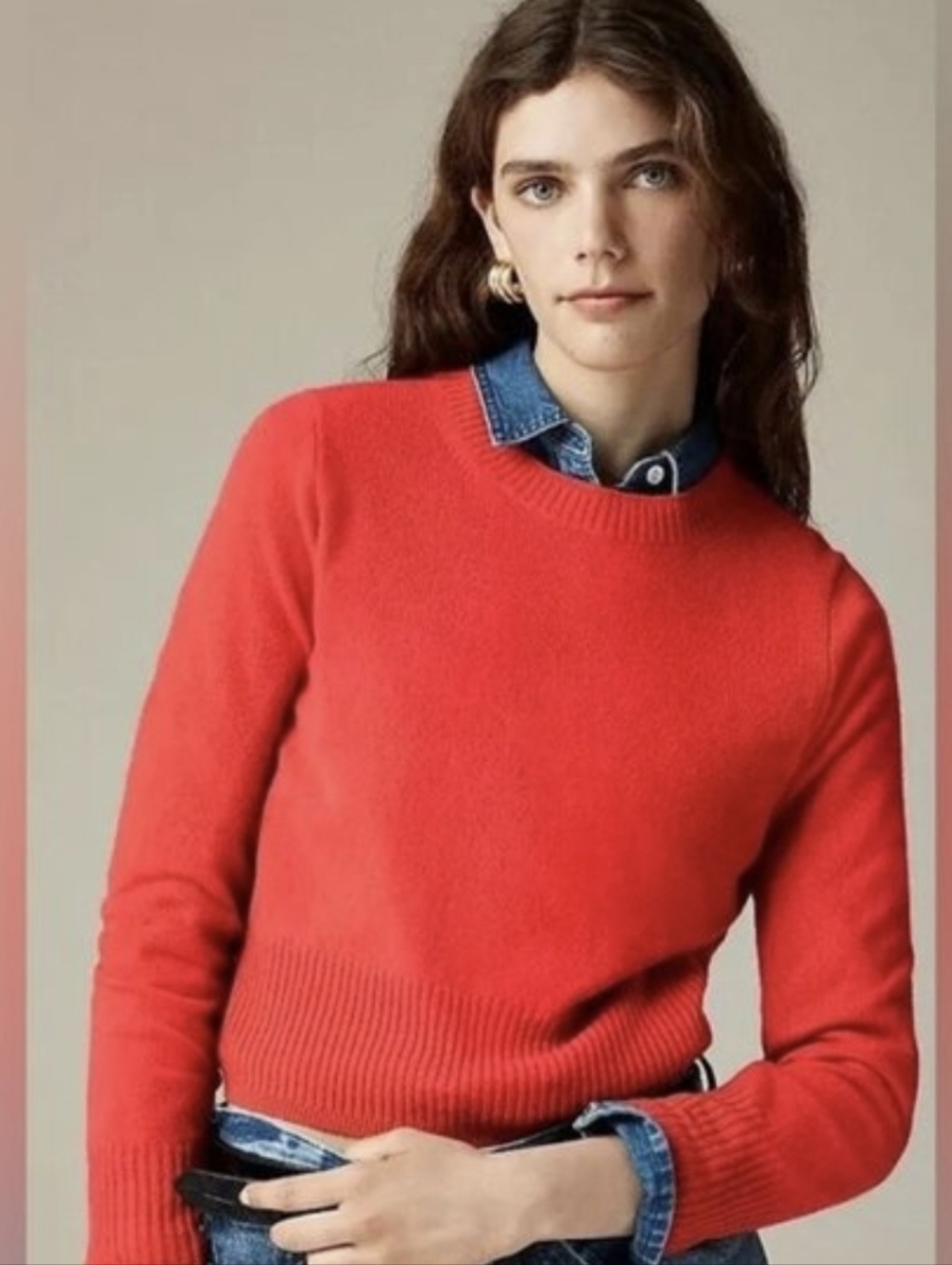 J. Crew 100% Cashmere Shrunken Crewneck Sweater Chili XXS NWOT - Picture 1 of 8